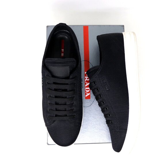 Prada 41 Black Sneaker Mesh Knit Fabric 3E6187 - Picture 2 of 12